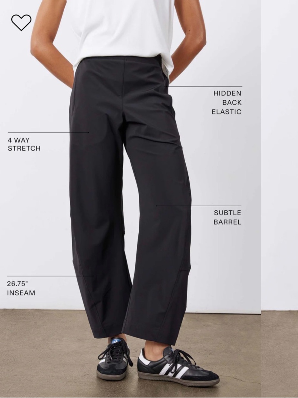 VIRAL Ruti Black Wide-Leg Ankle Pants with Subtle Barrel Leg